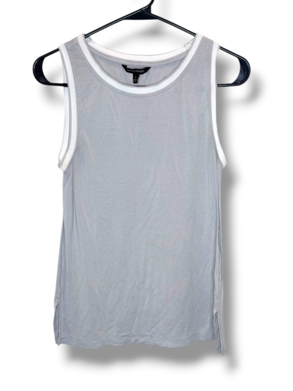 Banana Republic Gray Sleeveless Tank Top White Mesh Trim Size Small